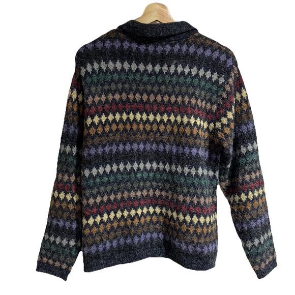 Dress Barn Large Vintage Multicolour Diamond Geometric Cardigan Grandma 90s - Picture 2 of 5